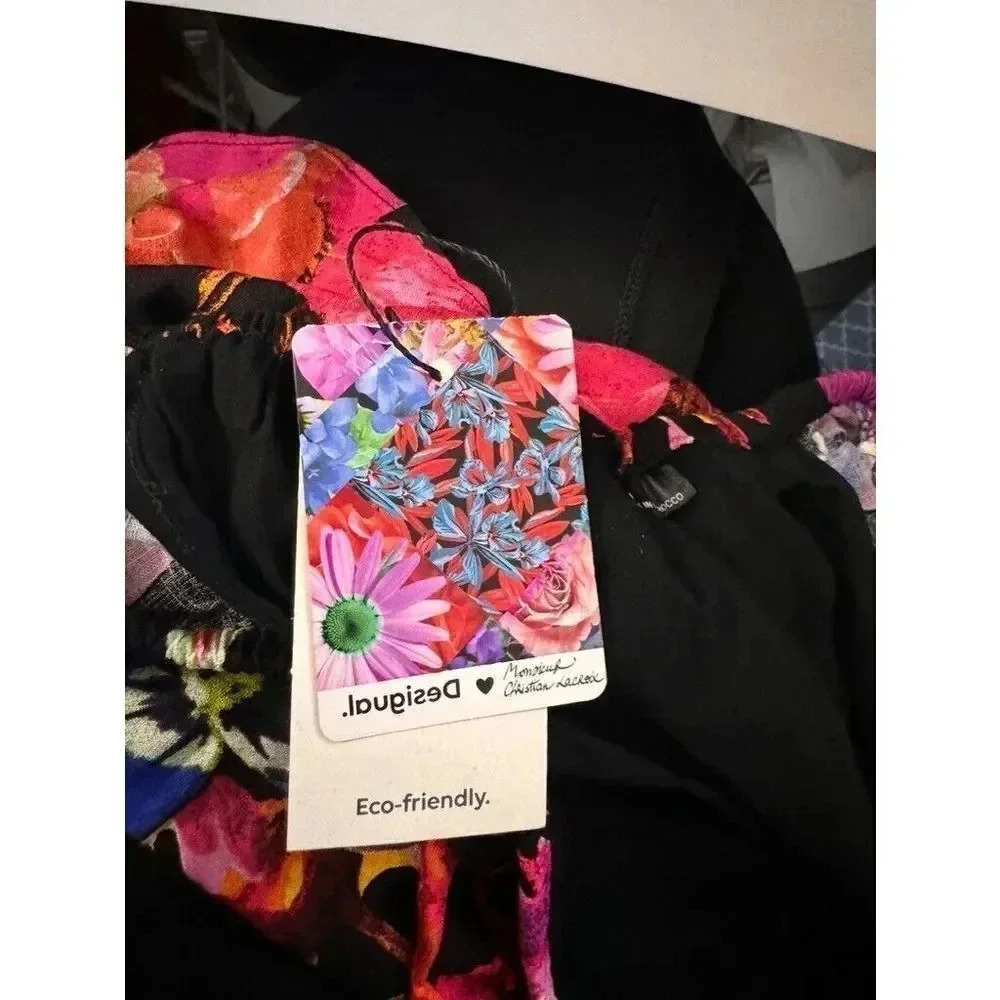 DESIGUAL Christian Lacroix Off Shoulder floral Bodysuit top womens small NWT - Picture 2 of 5